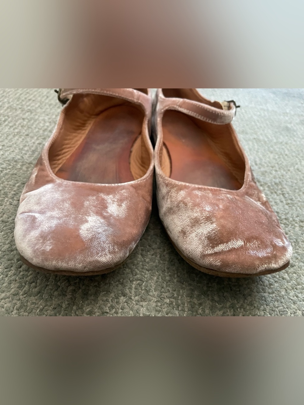 DOEN Women’s Mary Jane Blush Pink Velvet Ballet Flats - Picture 3 of 11